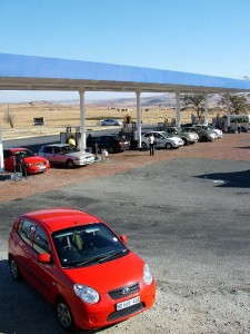 My rented Kia Picanto at a petrol station on the N3 Durban > Johannesburg road